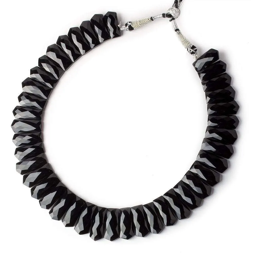 23x10-27x11mm Black Onyx Faceted Fancy Shape Collar 40 Beads AA