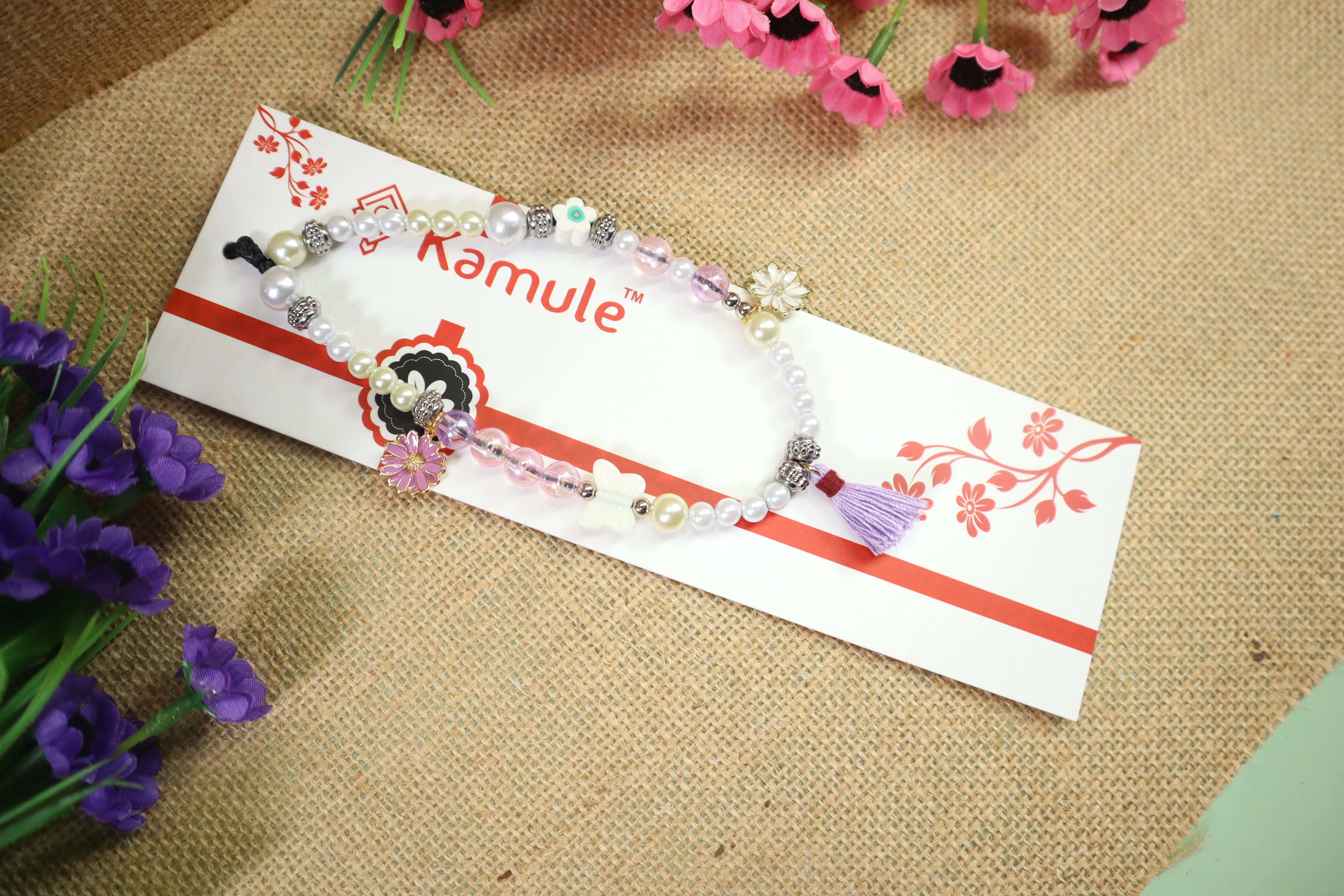 Acrylic Pearl and Purple Tassel Phone Charm