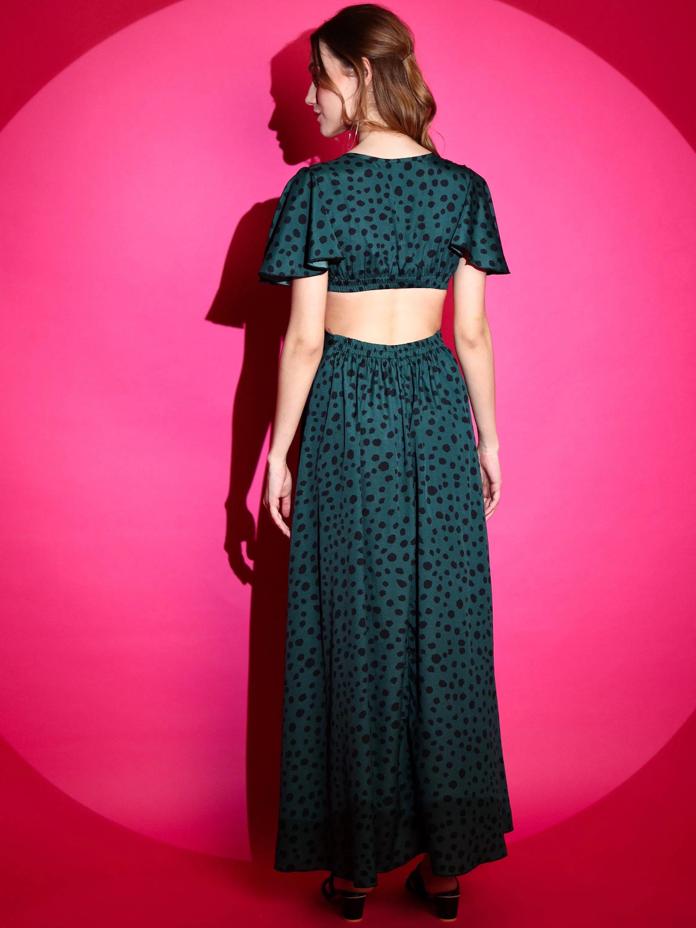 Animal printed Flare cute maxi Round Neck Dress