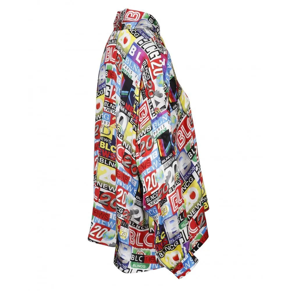 Balenciaga Women's Silk Jacquard Blouse Shirt Multicolor