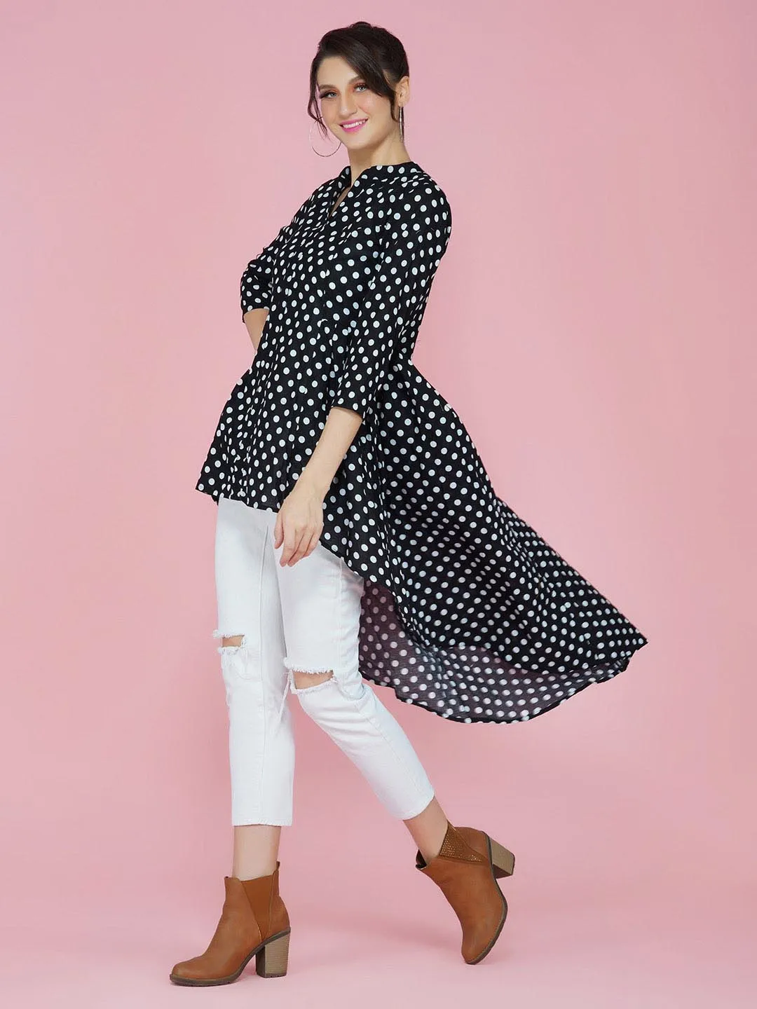 Black & White Polka Dot Long Tunic Only