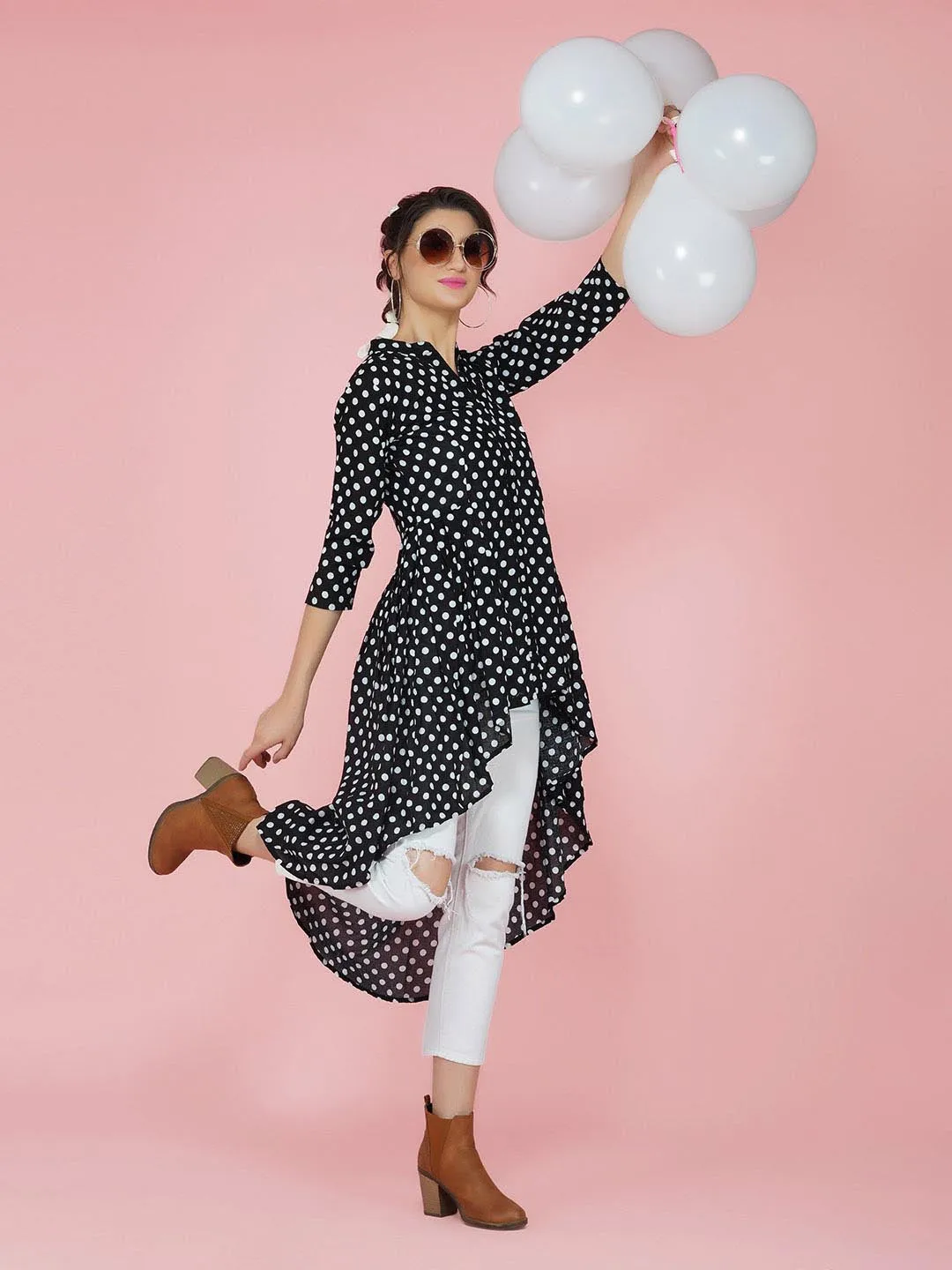 Black & White Polka Dot Long Tunic Only
