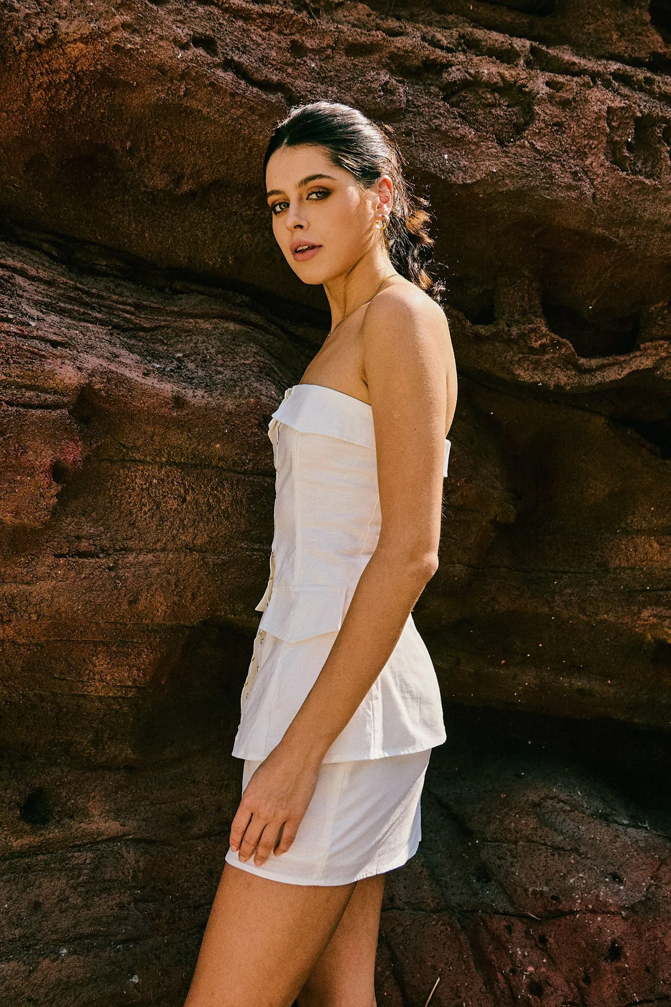 Cara White Corset Bustier Top