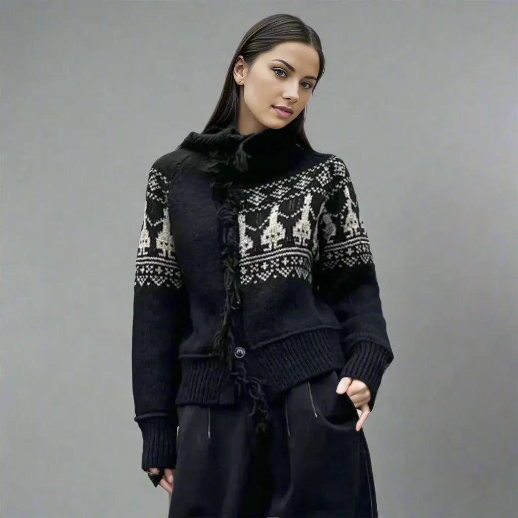 Casual Minimal Goth Holiday Sweater