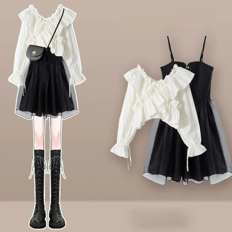 Charming Vintage Style Two-Piece Set with Lace-Up Detail