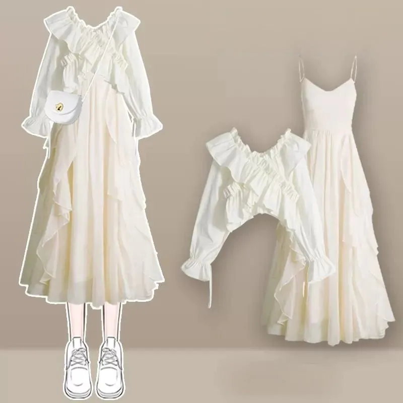 Charming Vintage Style Two-Piece Set with Lace-Up Detail