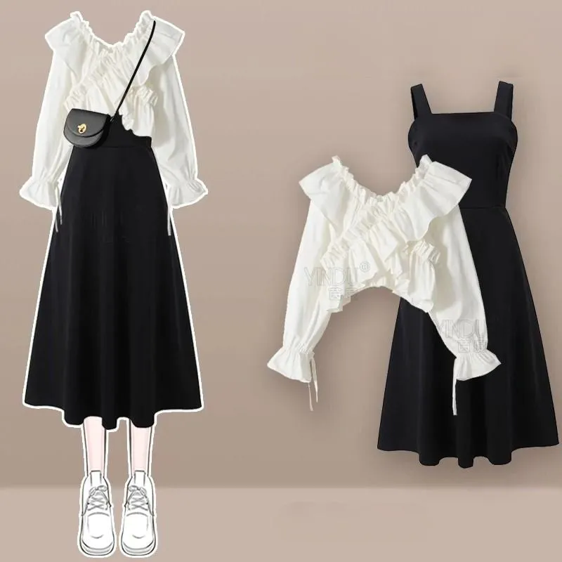 Charming Vintage Style Two-Piece Set with Lace-Up Detail