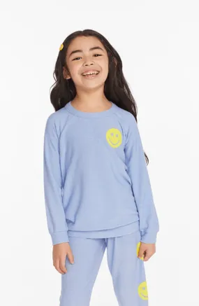 Chaser Star Smiley Pullover in Blue Hydrangea