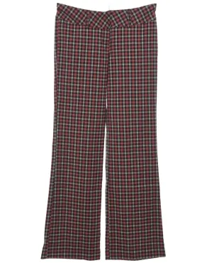 Checked Black & Red 1990s Trousers - W32 L32