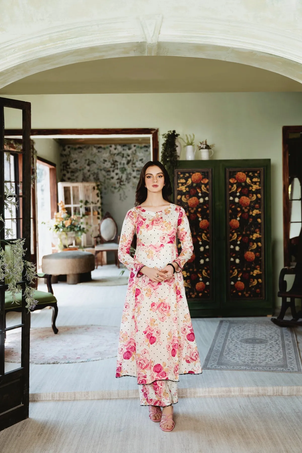 Christa-FT400 Unstitched 3pc (Pink White)
