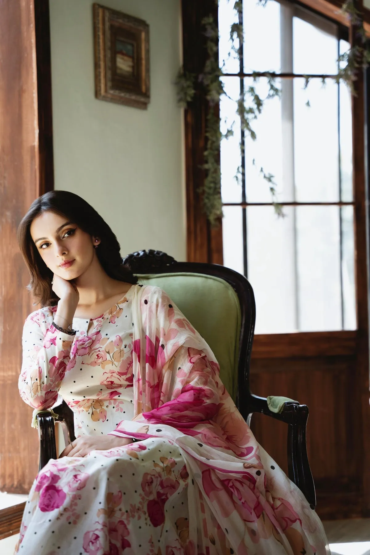 Christa-FT400 Unstitched 3pc (Pink White)