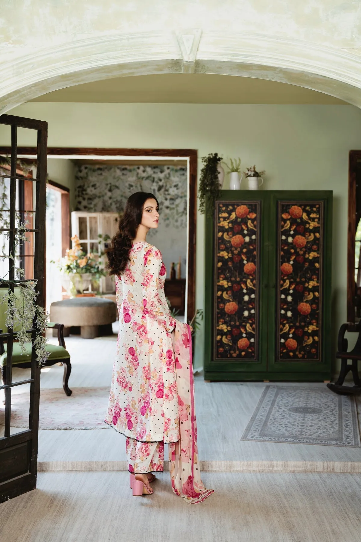 Christa-FT400 Unstitched 3pc (Pink White)