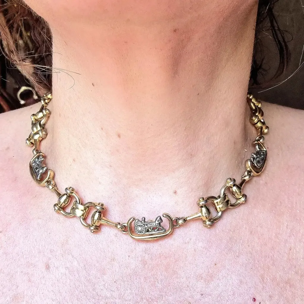 Céline Paris vintage 80s necklace of links with the logo of the French brand.