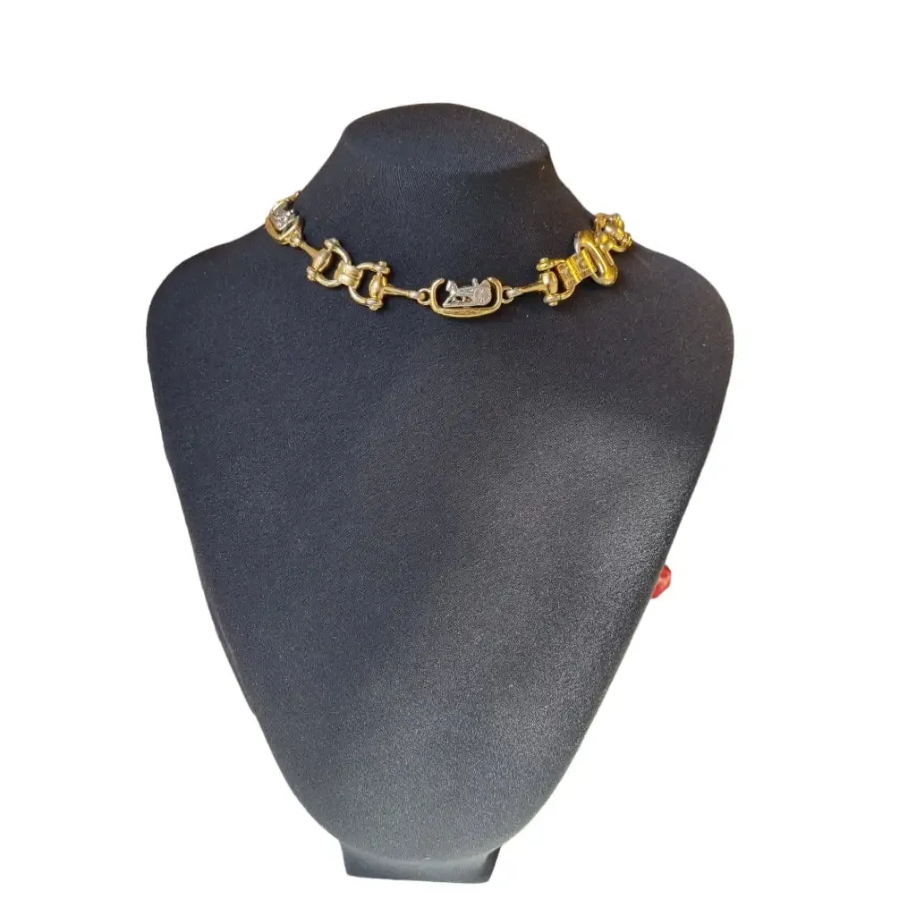Céline Paris vintage 80s necklace of links with the logo of the French brand.