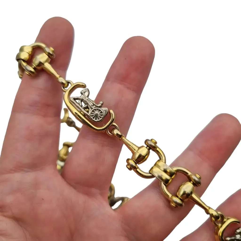 Céline Paris vintage 80s necklace of links with the logo of the French brand.