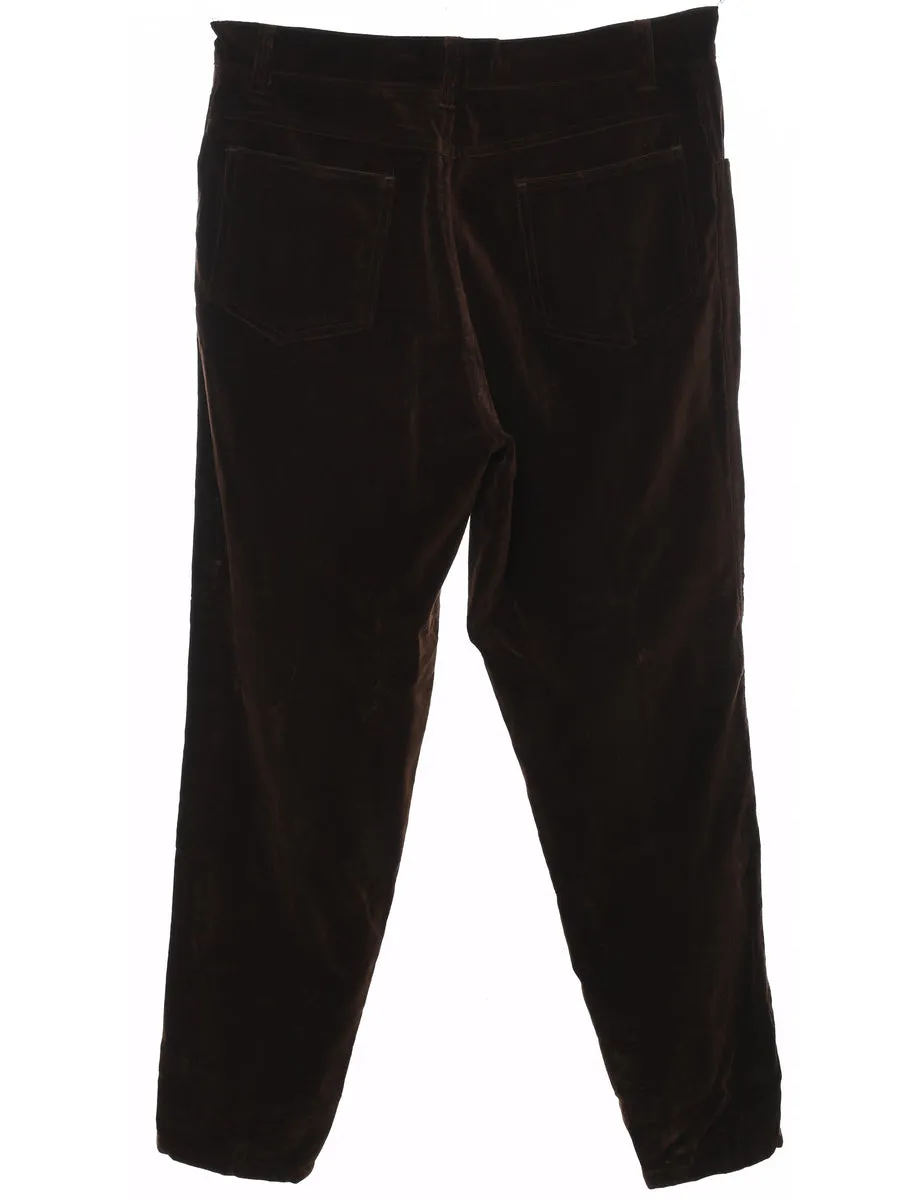 Dark Brown Velvet Trousers - W32 L27