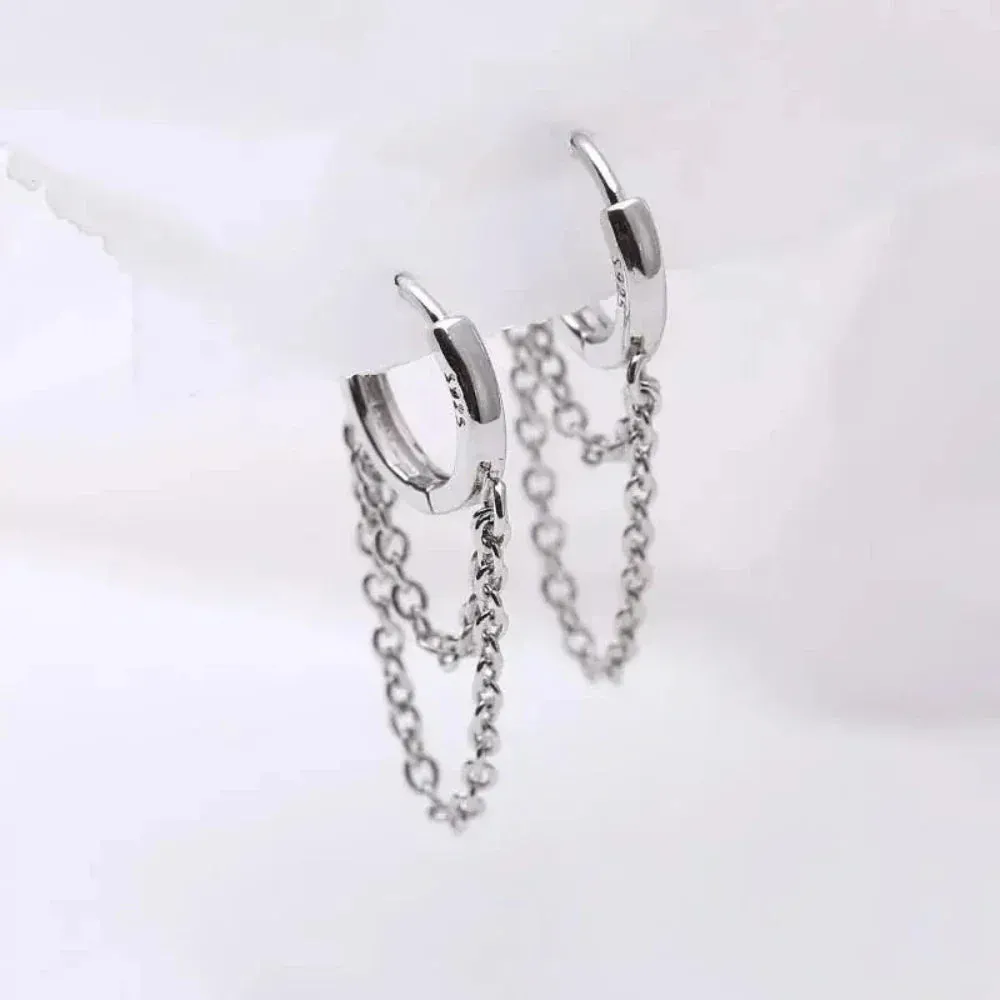 Double Hoop Tassle Fashion Earrings