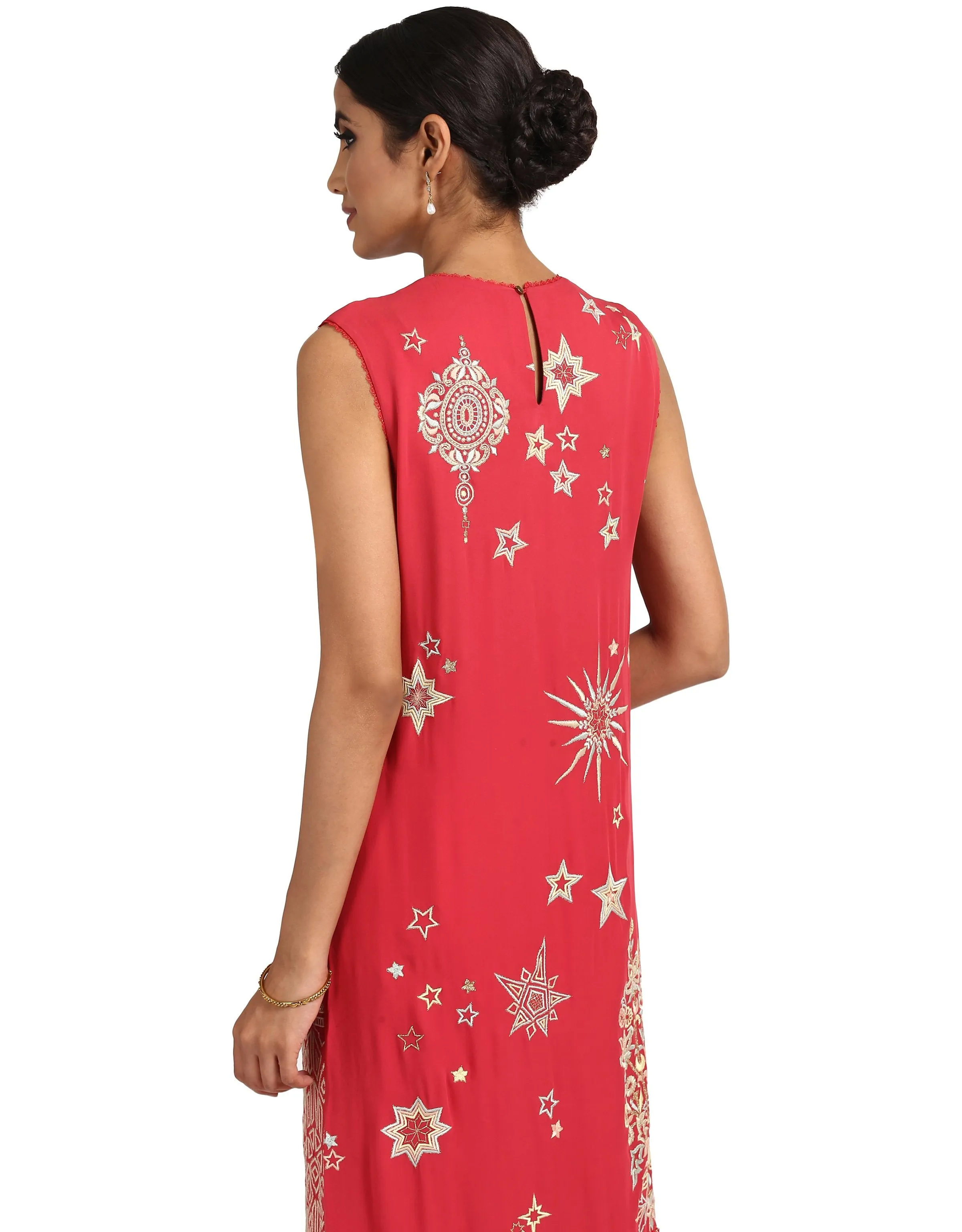 Embroidered Tunic- Coral Pink