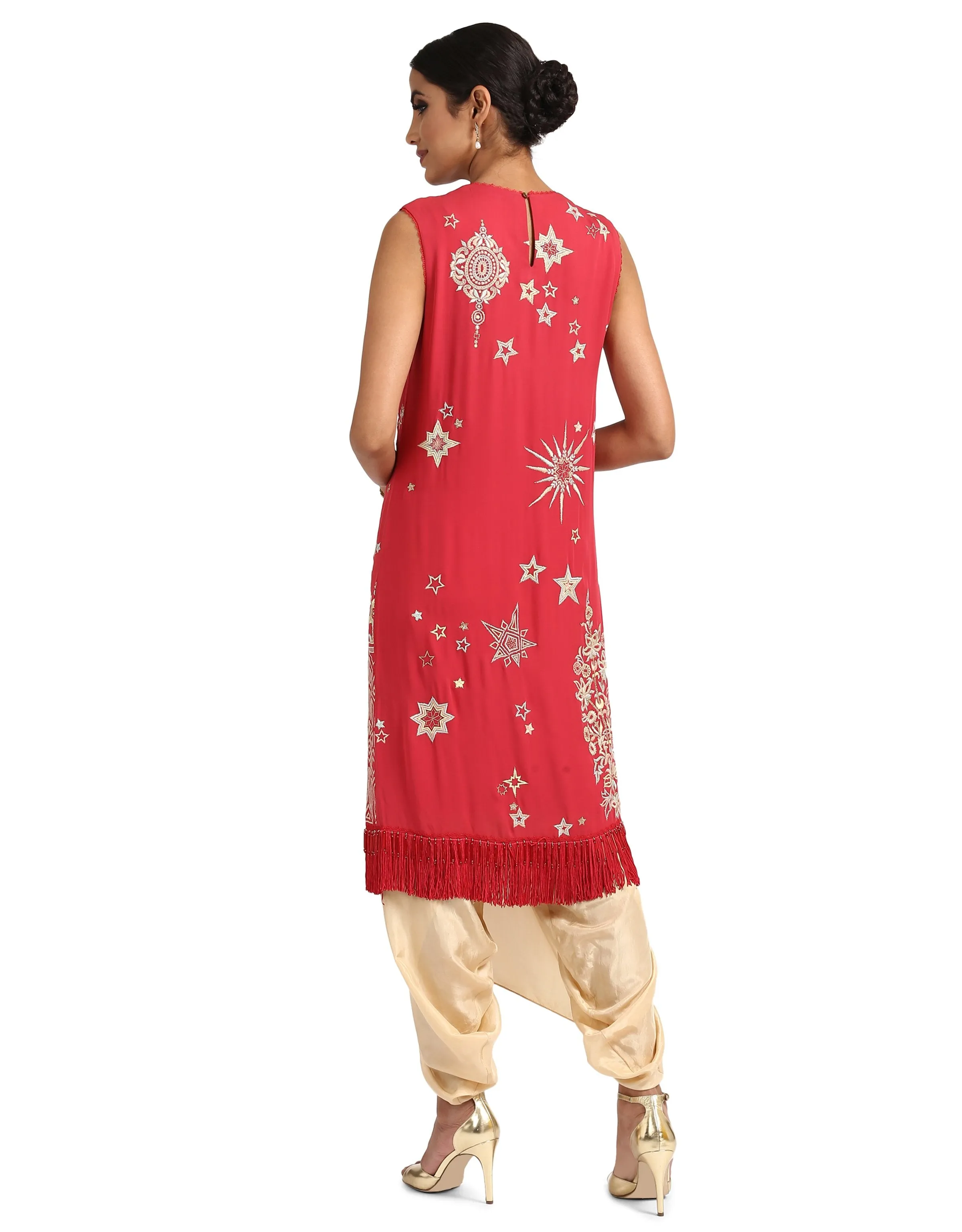 Embroidered Tunic- Coral Pink