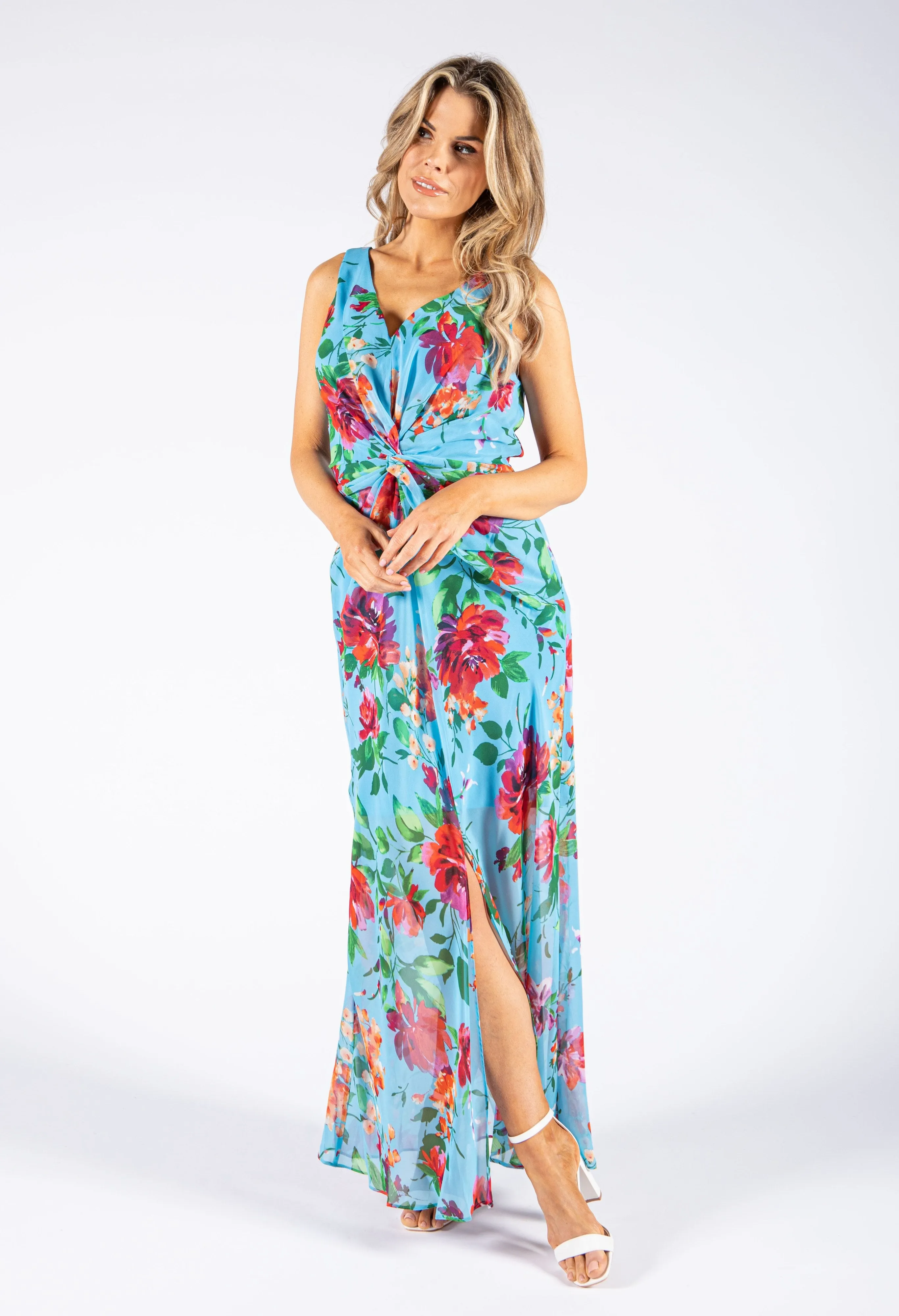 Floral Knot Detail Maxi Dress