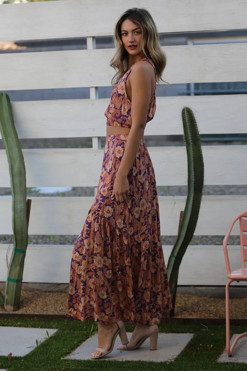 Floral Skirt with a thigh high slit