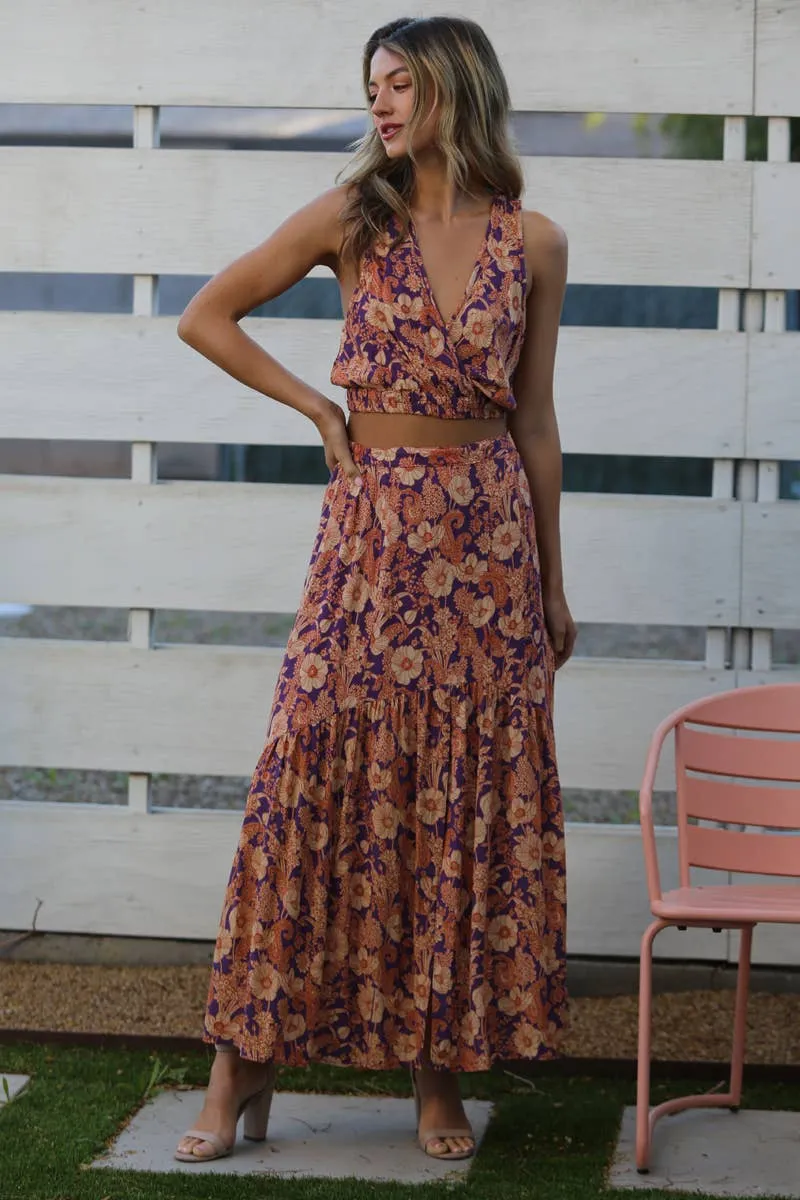 Floral Skirt with a thigh high slit