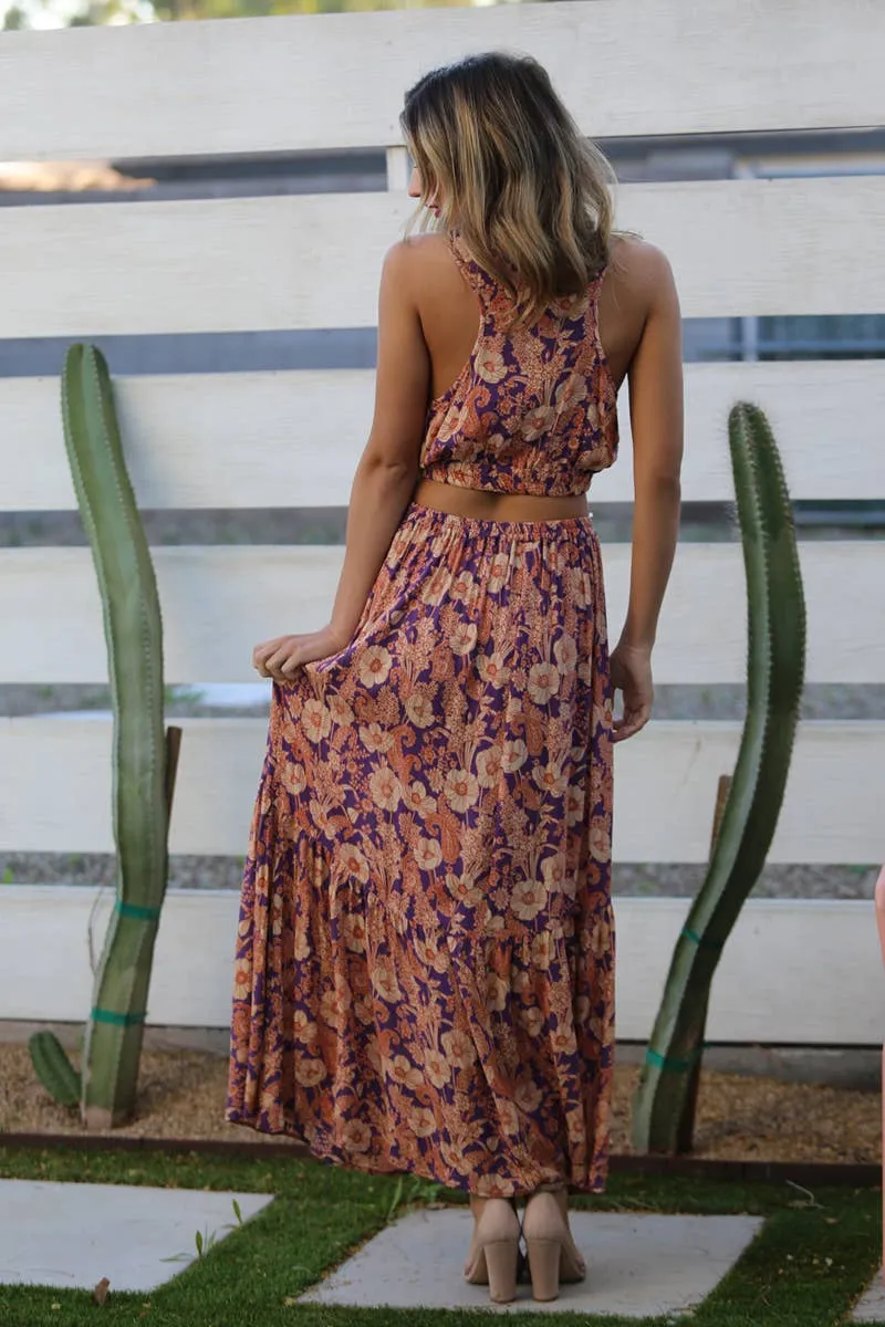 Floral Skirt with a thigh high slit