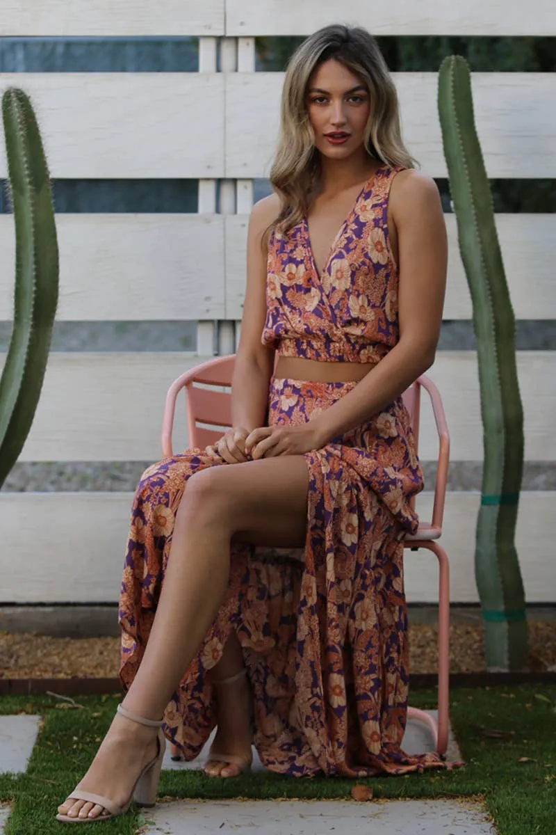 Floral Skirt with a thigh high slit