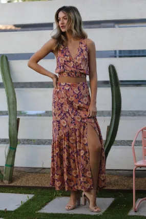 Floral Skirt with a thigh high slit