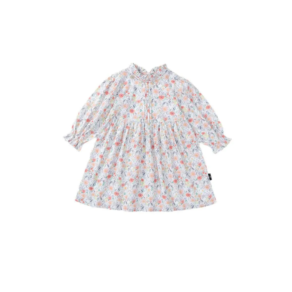 Girls’ Floral Cotton Dress | Vintage Puff Sleeve Charm