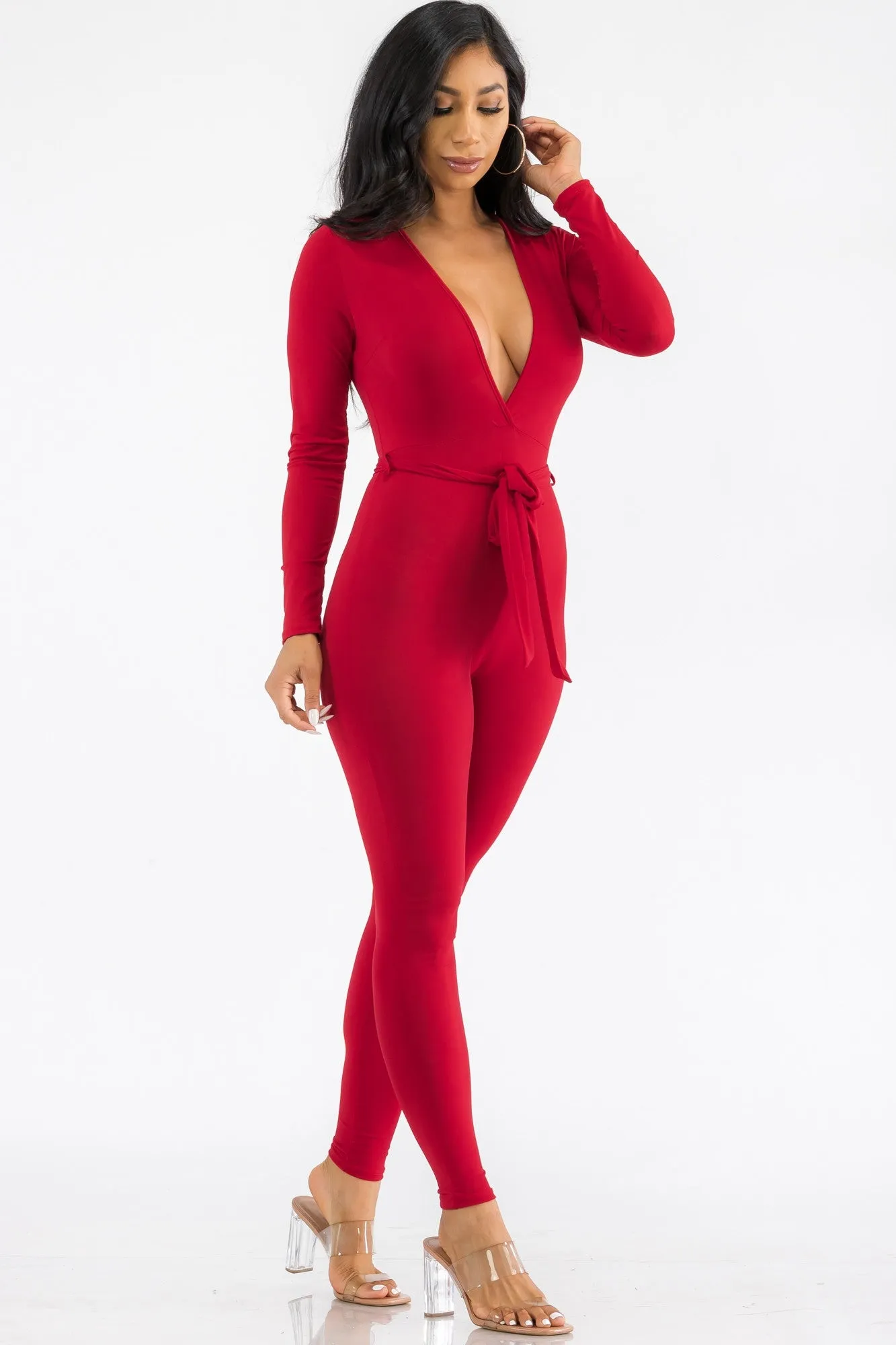 HH626R-SL - LONG SLEEVE BODYCON JUMPSUIT