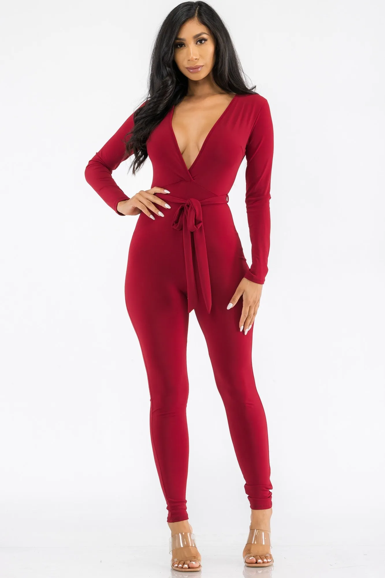 HH626R-SL - LONG SLEEVE BODYCON JUMPSUIT
