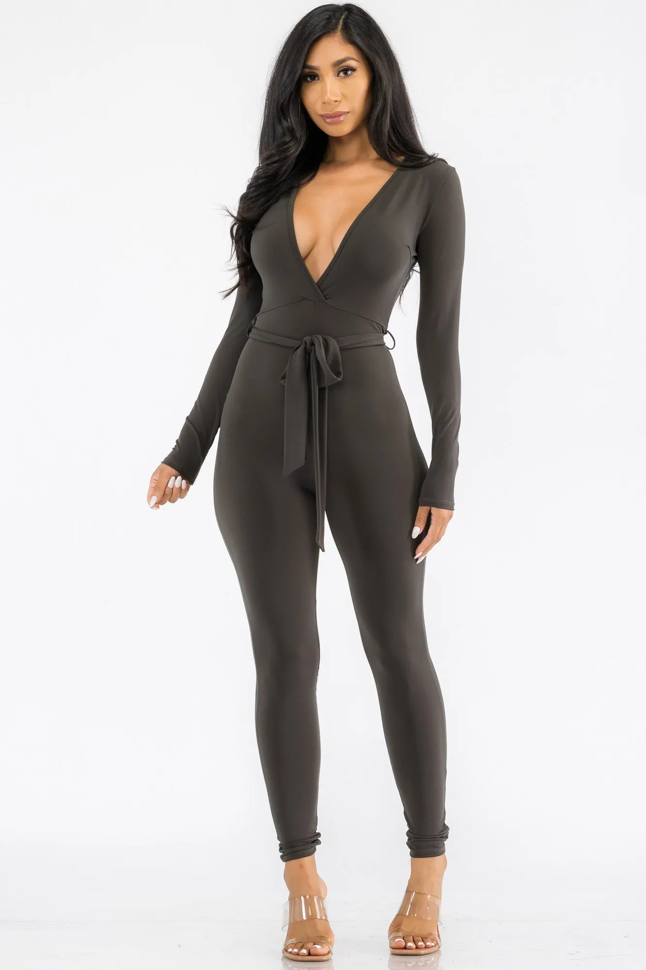 HH626R-SL - LONG SLEEVE BODYCON JUMPSUIT