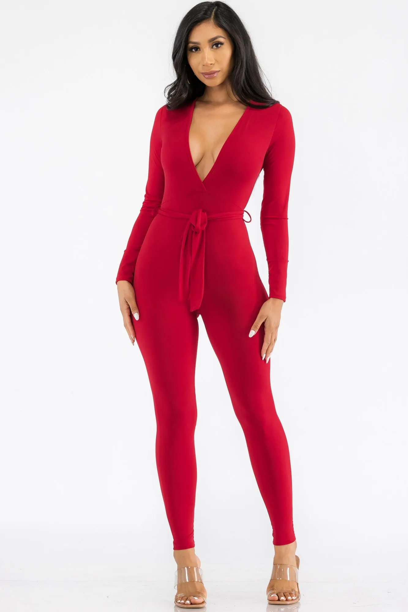 HH626R-SL - LONG SLEEVE BODYCON JUMPSUIT