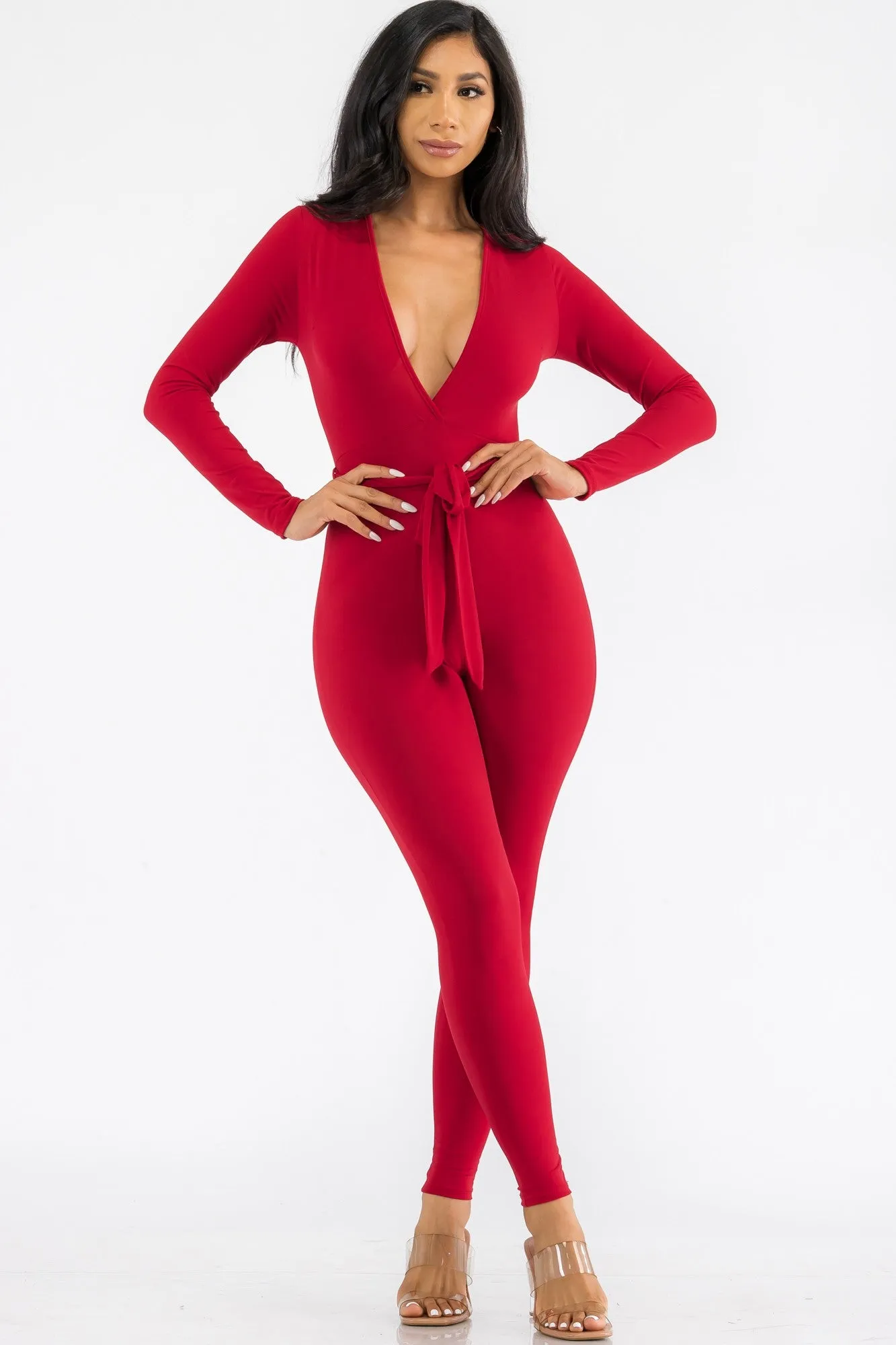 HH626R-SL - LONG SLEEVE BODYCON JUMPSUIT
