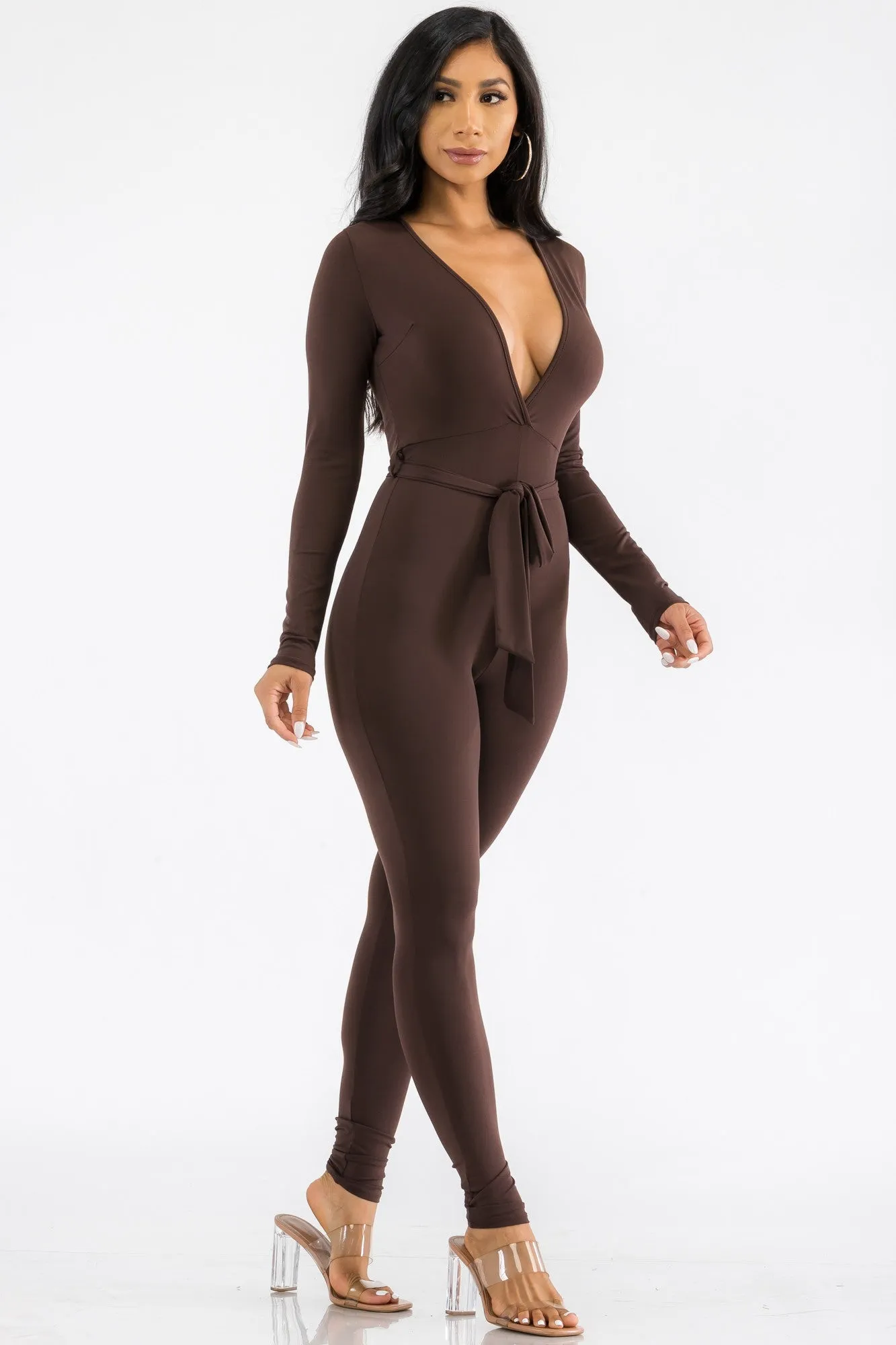 HH626R-SL - LONG SLEEVE BODYCON JUMPSUIT