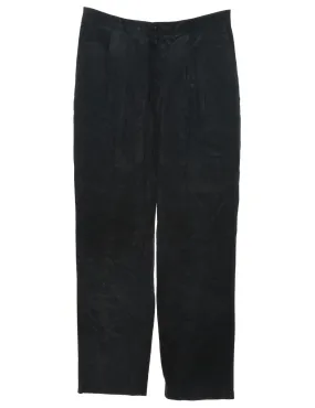 High Waist Black Suede Trousers - W32 L31