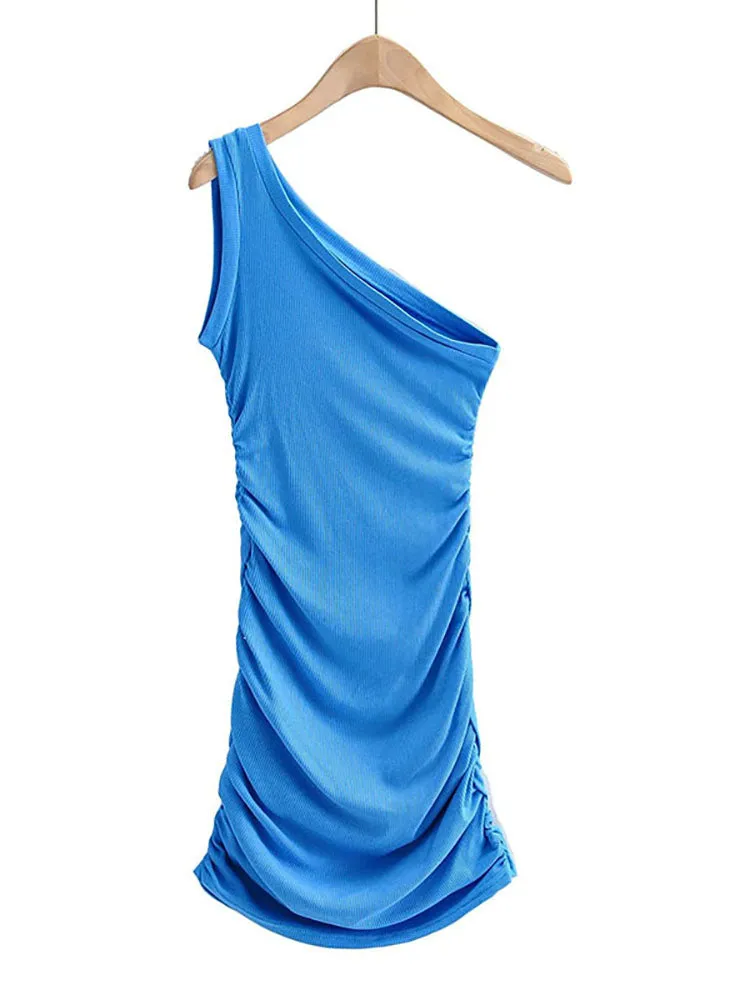 Julia Fashion - Folds Solid Dresses Bodycon Summer Mini Dress