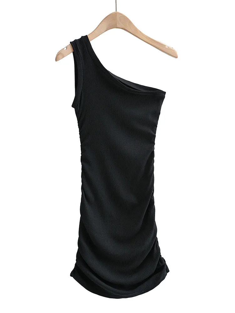 Julia Fashion - Folds Solid Dresses Bodycon Summer Mini Dress