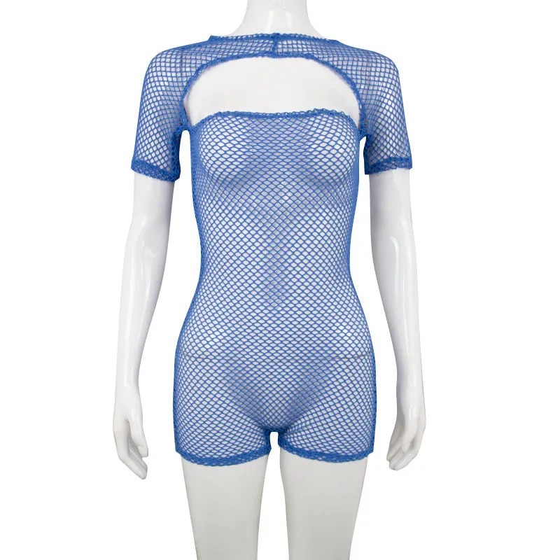 Julia Fashion - Sexy Mesh See Through Backless Bodycon Playsuits