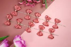 Kamule Dangler Beautiful Bows Clips Pack of 1 - Dusky Rose Pink , Peach