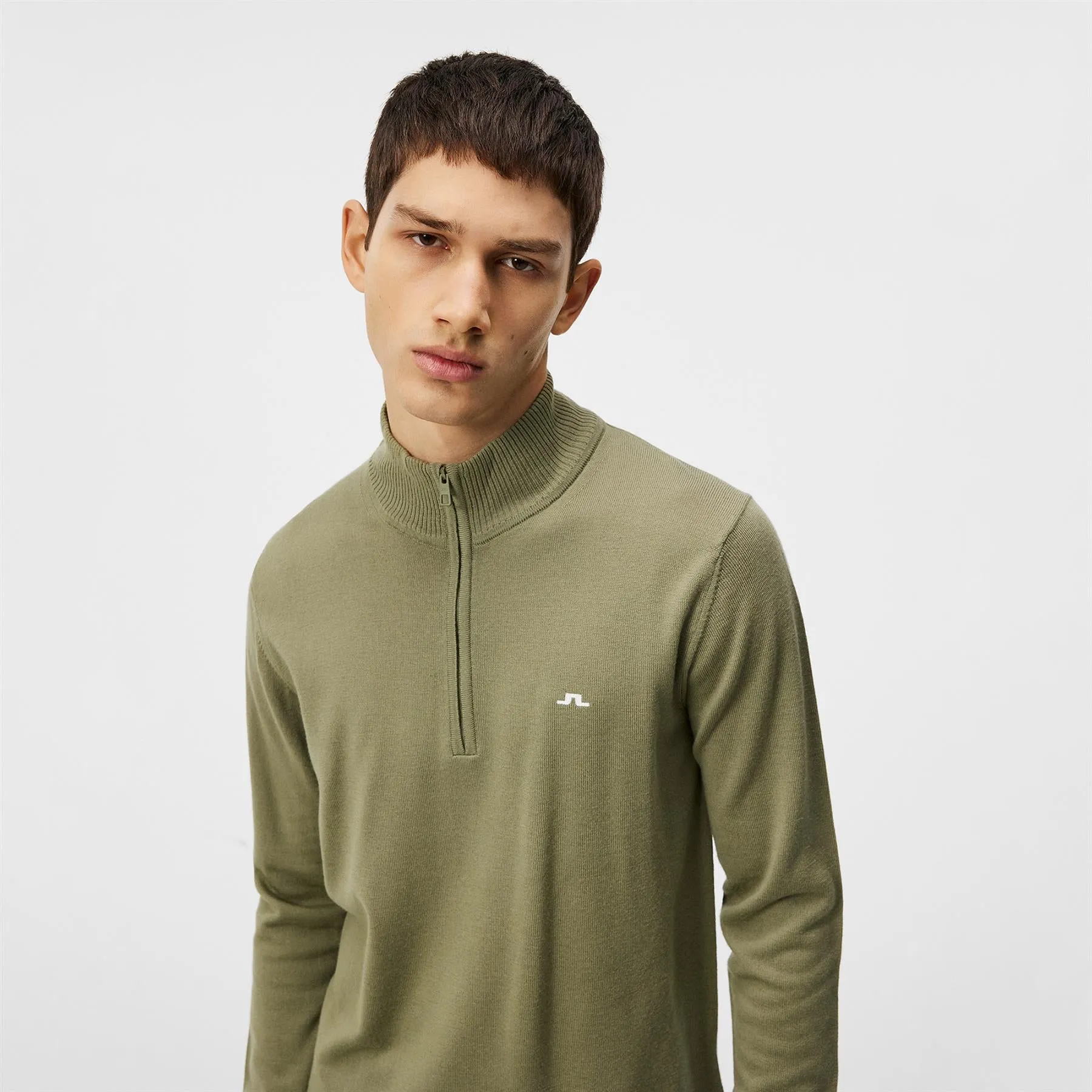 Kian Quarter Zip Tour Merino Sweater Oil Green - SS24