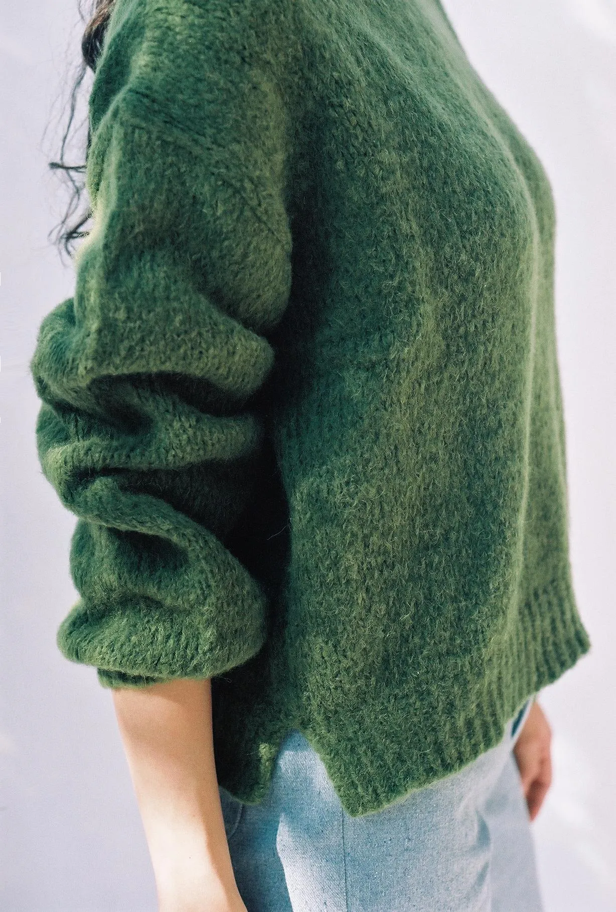knit sweater - lora - spring green