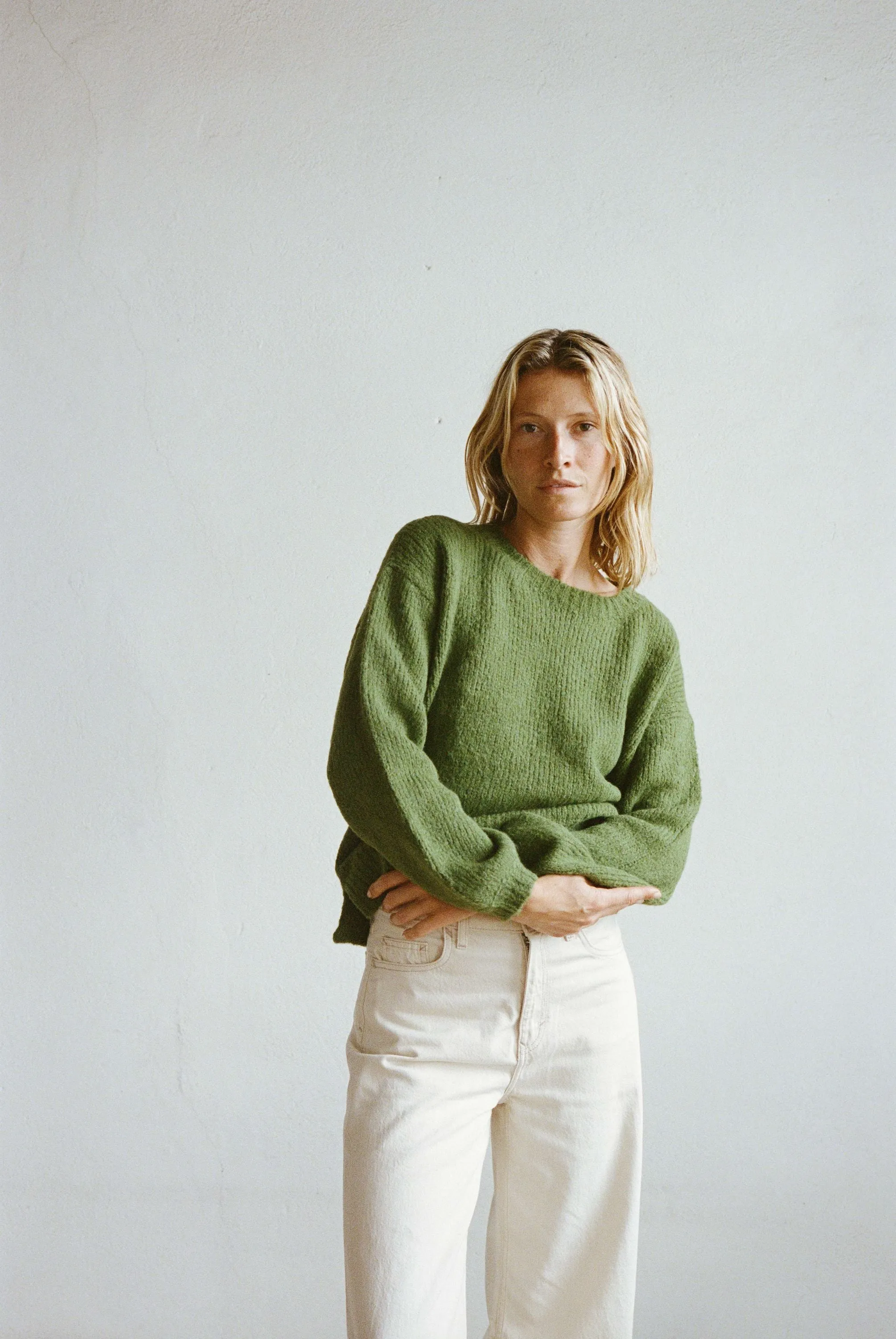 knit sweater - lora - spring green