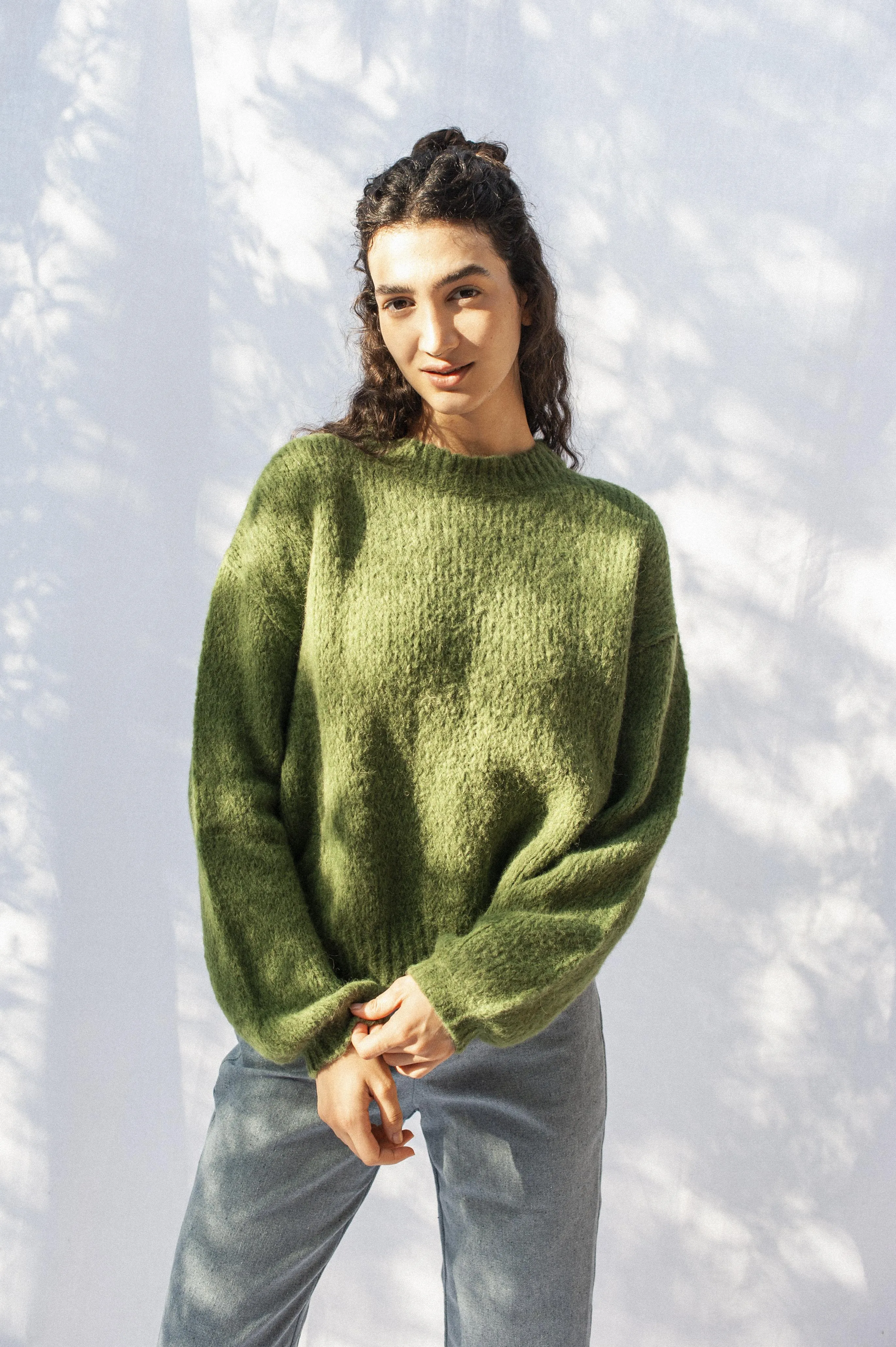 knit sweater - lora - spring green