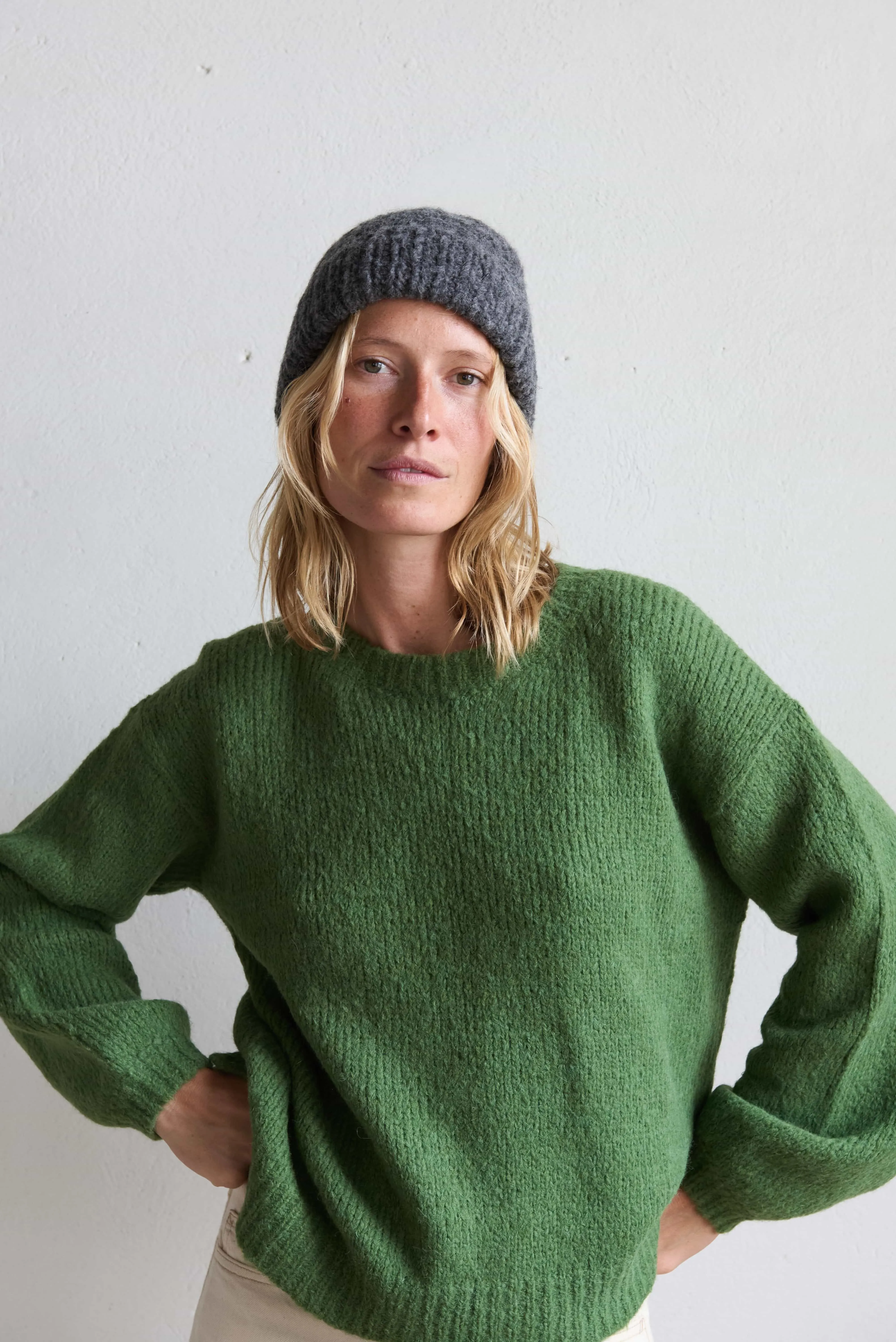 knit sweater - lora - spring green