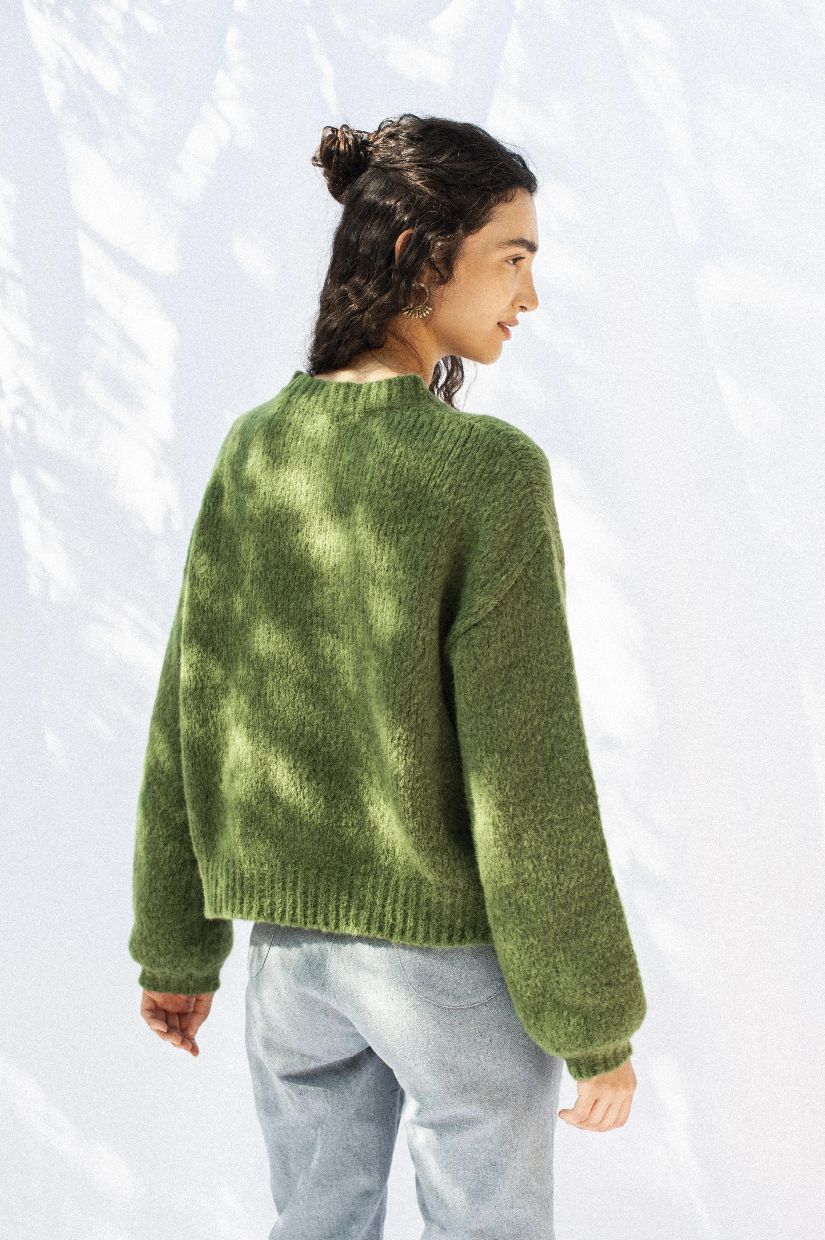 knit sweater - lora - spring green