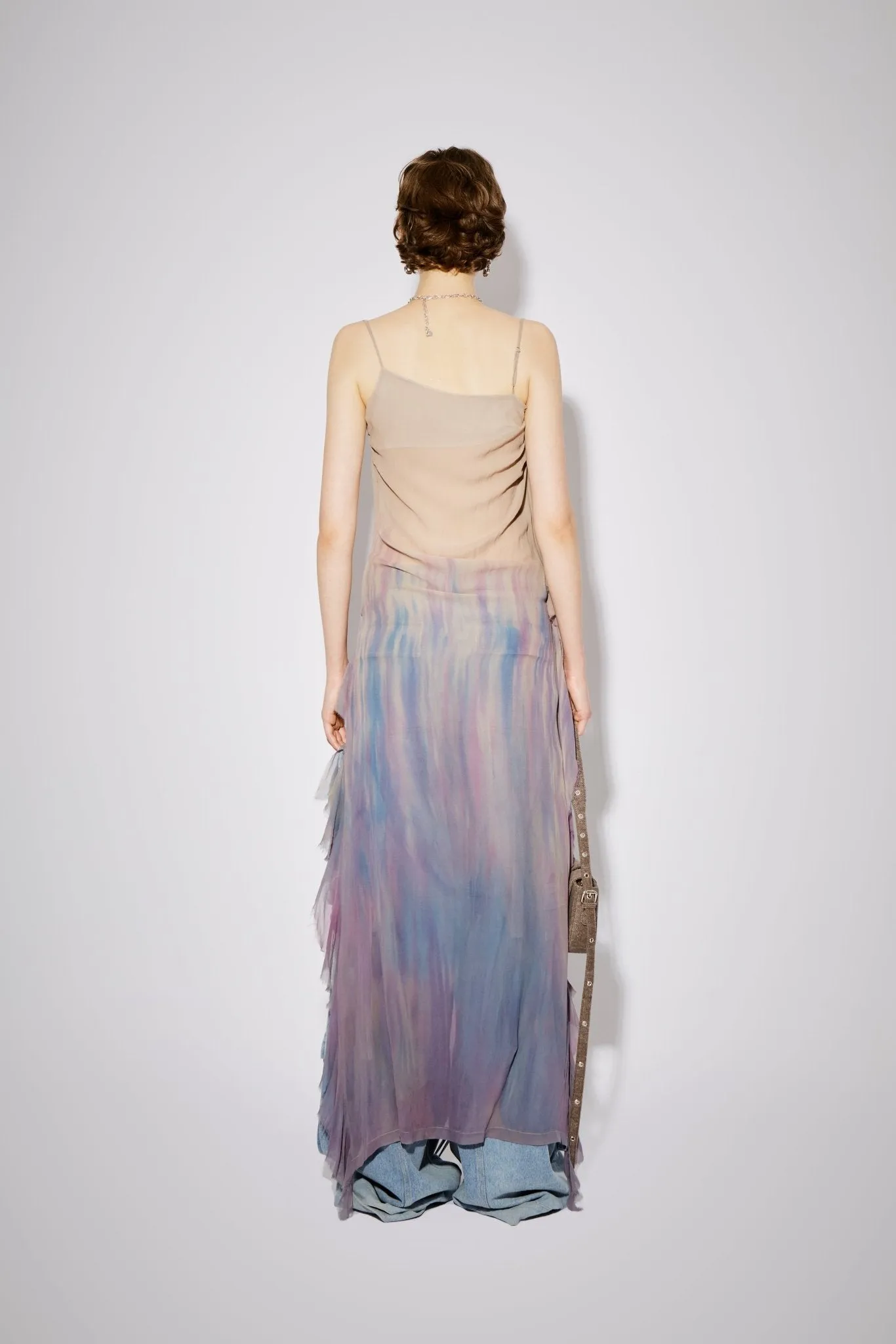 Layered Gradient Ruffle Slip Dress