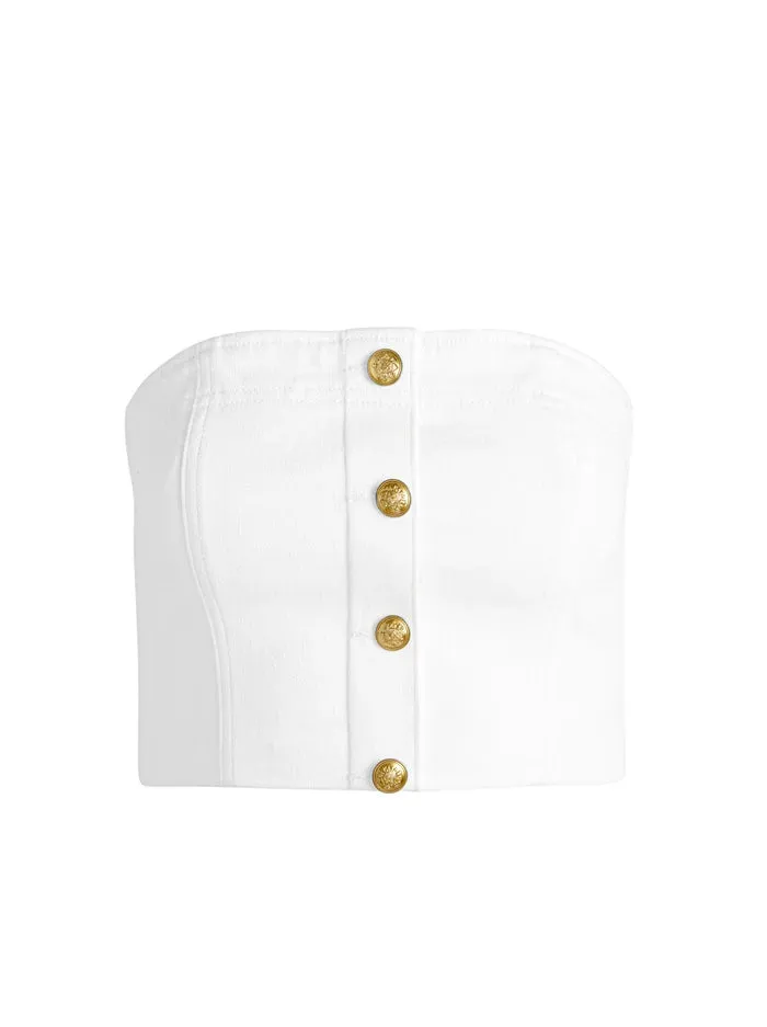 Mel Denim Button Up Bustier - Off White