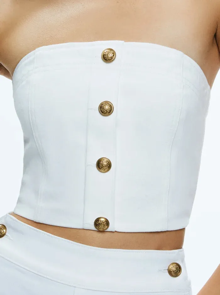 Mel Denim Button Up Bustier - Off White